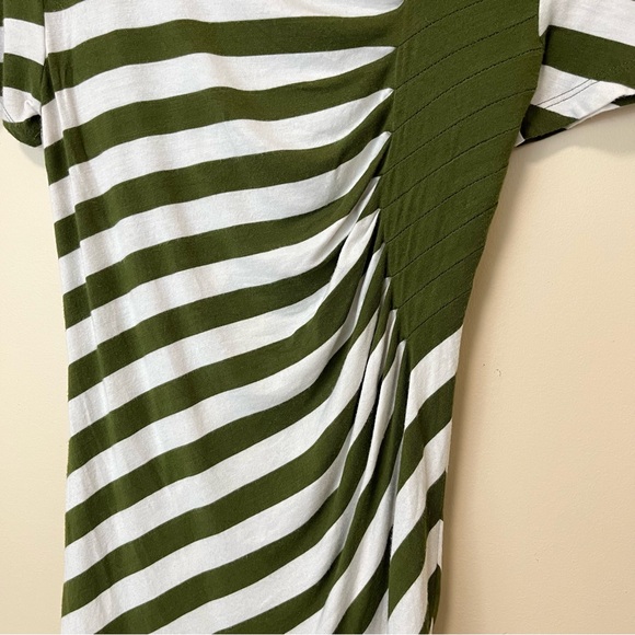 Eci Ivory and Olive Striped Asymmetrical Top - Picture 3 of 10